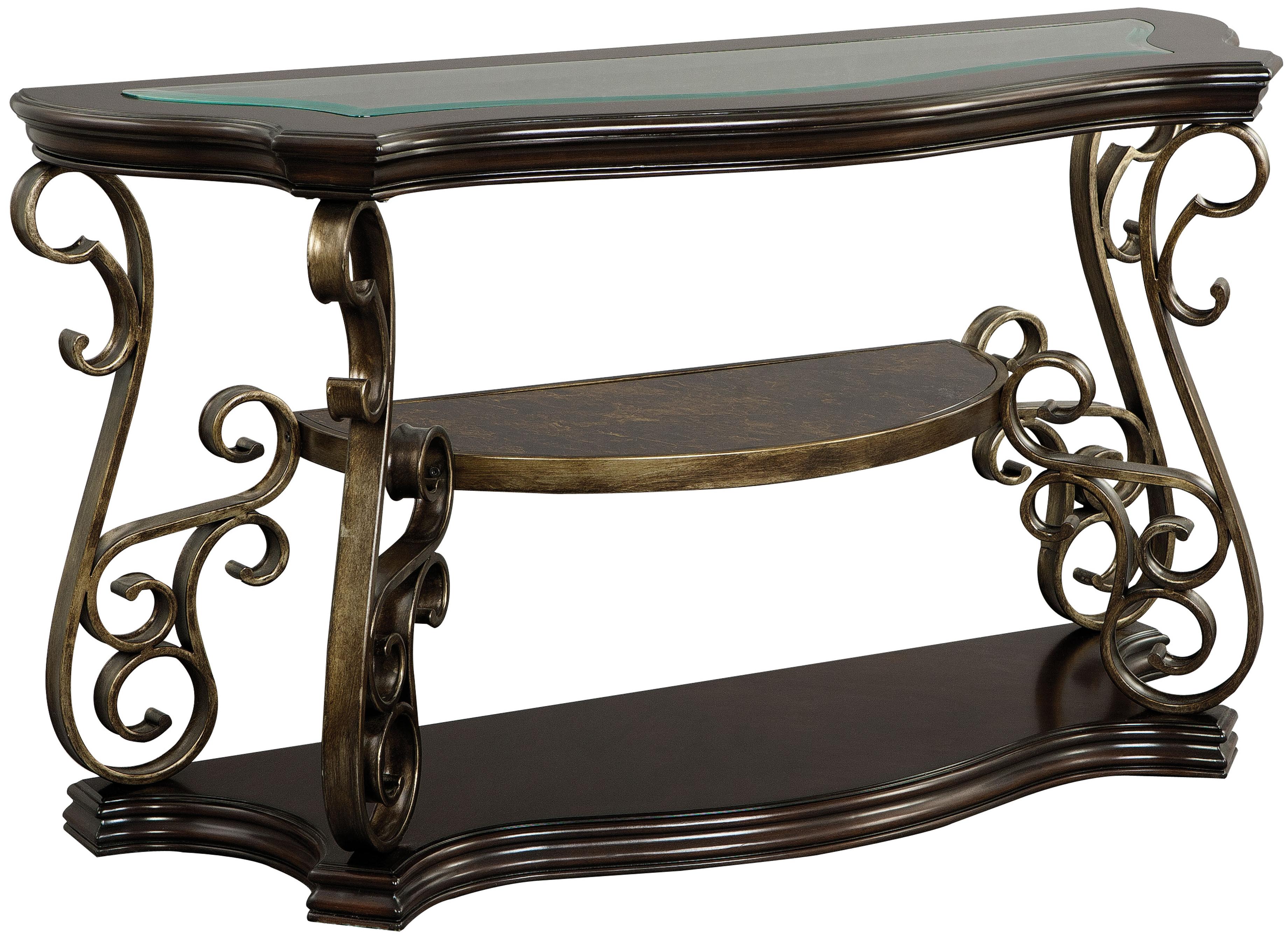 Standard Furniture Seville 21937 Glass Top Sofa Table with 2 Shelves